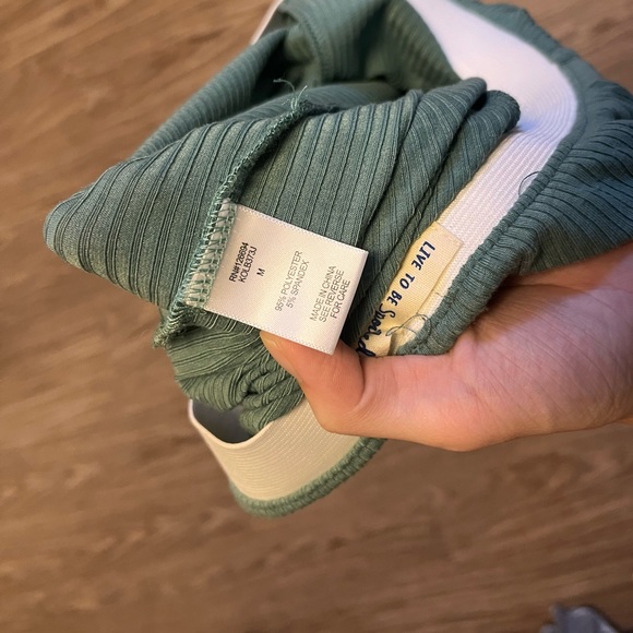 Ribbed Green Flare Pants - Picture 7 of 7